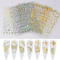 Holographique 3D Butterfly Nail Art Stickers Sliders Adhésifs Coloré DIY DIY ARGENT SCINE DE TRANSFICHAGE DE TRANSFICHAGE DÉCALES FEUILLES ENVOYAGES