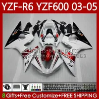 Fieristiche OEM per Yamaha YZF-R6 YZF R 6 600 cc YZF600 YZFR6 03 04 05 Body 95No.18 YZF R6 600CC 2003 2004 2005 Cowling YZF-600 03-05 Kit bodywork moto rosso bianco BLK