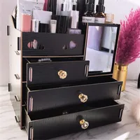 Storage Boxes & Bins DIY Wooden Box Makeup Organizer Jewelry Container Wood Drawer Handmade Cosmetic Wholesale 6 Styles1