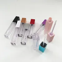 Recipientes de plástico de brillo de labios vacío recipientes de tubo de plástico negro de plata de lápiz lipgloss mini botella dividida brillo