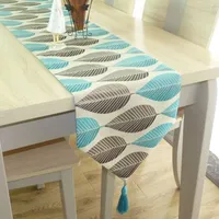 Helloyoung table runner lino foglia di cotone jacquard lungo tavolo da tavolino tessuto moderno stile di casa stile nordico