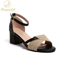 Paño de foentina zapatos de verano Sandalias de mujer color mezclado tobillo correa sandalia hembra mas tamaño mujer zapatos de moda tacón medio ft9471