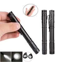 Pen Clip LED Zaklamp Aluminiumlegering Batterij Bediening 1 Modus Torch Licht voor Night Fishing Camping Pocket Outdoor Penlight