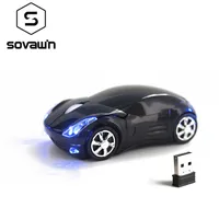 SOVAWIN 1200 DPI 2.4G Mini Ratón inalámbrico en forma de automóvil Mouse USB Ratones ópticos LED luces LED para computadora portátil Computer Home Office Use 220312