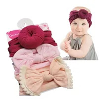 Bebek Kız Düğüm Topu Çörek Bantlar Yay Türban 3 adet Set Bebek Elastik Hairbands Yeni Çocuk Düğüm Şapkalar Çocuklar Saç Aksesuarları PPDFO