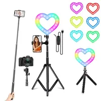 Flash Heads 16CM RGB Dimmable Ring Light Heart Shape Lamp Led Selfie Ringlight Po Pography Lighting With Tripod For Youtube Video Live