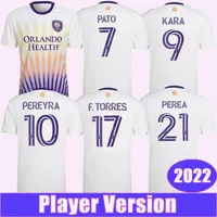 2022 Orlando City SC Kara Pereyra Spielerversion Herren Soccer Jerseys Ruan Jansson Pato F. Torres Perea Startseite White Football Hemd