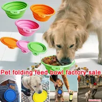 Multicolors Silikonowe Pet Bowl Składany Składany Pies Miski Cukierki Kolor Travel Outdoor Podróż Przenośny Puppy Doogie Food Kontener Pojemnik naczynia 350ml DHL