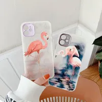 Cajas de forma de amor de flamenco para iPhone 13 12 11pro x XS Max XR pintado Dream Catcher Foriphone 7 8 Patrón de lujo TPU Funda de teléfono celular suave