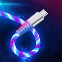 Glowing LED 3A Fast Charging charge Cables Micro USB Type C 1m 2m High Speed Data Transfer Cable Flowing Streamer Light USB Cord for Huawei Xiaomi Sumsung