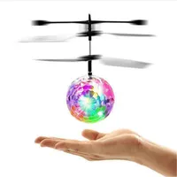 Liderou brinquedos voando bola luminosa miúva bilhões de indução de infravermelho eletrônico controle remoto de controle remoto de brinquedo magia sensoriando helicóptero cristo