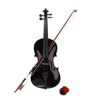 Violín acústico 4/4 Tamaño completo con caja y arco Rosin Set 4 cuerdas Negro para estudiantes Instrumentos musicales EE. UU.