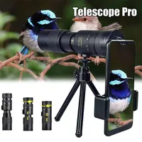 4K 10-300X40MM Super Telepo Monocular Telescope Zoom Monocular Binoculars Pocket Telescope For Smartphone Take Picture 220107