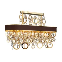 Lampadari a sospensione in cristallo moderni lampadari con tamburo dell'ombra anelli d'oro gocce nella luce del soffitto lungo rotondo