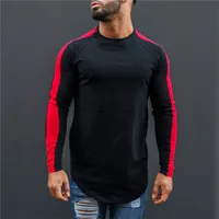Muscleguys футболка мужская весна осень с длинным рукавом o-шеи футболка бренда одежда мода лоскутное хлопок футболки 220118