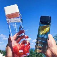 Nieuwe vierkante waterfles plastic sport scrub lekbestendig drinken mijn fles draagbare mode drinkware tour 20211222 Q2