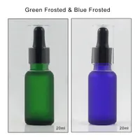 20 ml de Luxo azul / verde fosco Glass Container com plástico Dropper Bottle Capa