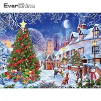 Evershine Diamond Painting Christmas Scenerie Cross Stitch Diamond Haft Full Display Winter Picture Picture Prezent wakacyjny 1