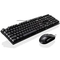Tastiera per ufficio cablato USB e mouse Combos Classic Black Keyboard per PC Desktop Laptop HTH