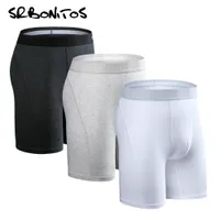 Srbonitos Marque 3pcs Long Boxer Men Sous-vêtement Hommes Boxer Underwear Boxershorts Coton Shorts Soft Soft Sexy Sexy Sous-fonds Y200623