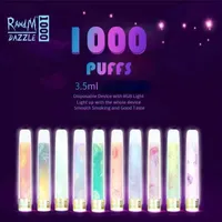 Originele Randm Dazzle 1000 Puffs Disposable e Sigaret 3.5ml Pre-Filled 550mAh Power Batterij RGB Light Tube Vapes Pen Starter Kit Authentieke groothandel