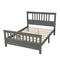 Amerikaanse voorraad slaapkamer meubels hout platform bed met hoofdeinde en tafelkoard, vol (grijs) A58 A32