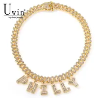 Uwin Custom Name S-Link Miami Cuban Link 12mm Letter Necklace Chain Full Bling Punk Collar Glamour Hiphop Jewelry 220119