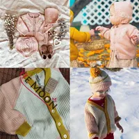 Winter Wild Wawa Kids Sweaters for Toddler Boys Girls Cute Flower Knit Embroidery Cardigan Baby Child Cotton Outwear Clothe 201109