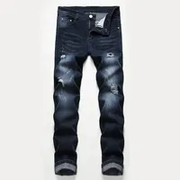 Erkek Artı Boyutu Pantolon Jeans Moda Marka Yırtık Erkekler Patchwork Oynamak Baskılı Dilenci Kırpılmış Pantolon Adam Kovboylar Demin Erkek Bırak 995
