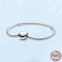 2022 New Top Femme Bracelet 925 Sterling Silver Heart Snake Chain for Women Fit Pandora Charm Beads Jewelry Gift with Original Box Brand Itrv