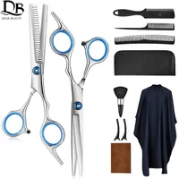 Hairdressing Scissors 10 Sets of Flat Teeth Thinning Hair Salon Children Home Tool Set 220211