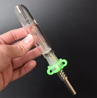 Mini néctar collector kit tubos de vidro com 14mm dica de titânio de 18mm ponta de quartzo prego equipamento óleo concentrar bong de vidro palha