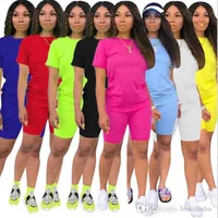 Femmes de survêtement Leigner Leigner Imprimé 2022 Shorts à deux pièces Set Vêtements Gradient Tenues de jogging Biker costumes Tie Dye Dames Vêtements Casual Plus Taille