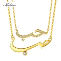 KALETINE Arabic Bff Friendship CZ Love 925 Sterling Silver Necklace Statement Pendant Collar Chain Women Jewelry Gift 220119