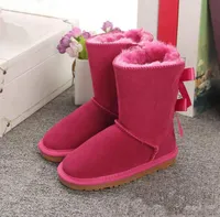HOT Australia Baby Bailey 2 Bows Snow girls childrens boots Style Cow Suede Leather Waterproof Winter Cotton boots Warm boots shoes kids