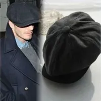 熱い販売ブラックウールの帽子の男のニュースボーイキャップソリッドファッション暖かい冬の八角形の帽子男性の女性のガツビーヴィンテージフラットキャップharajuku1