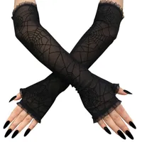 Пять пальцев перчатки Helisopus наполовину палец паук Веб Хэллоуин декоративная партия реквизит косплей производительности сетки черная капля1