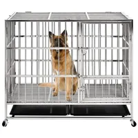 US-amerikanische Börse Edelstahl Hund Kiste Käfig Kennel Easy Folding Vorbau Nein Schraube Kein Werkzeug Erforderlich Wohnkultur A29