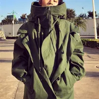 Nerazzurri Boy ArmyGreen Siyah Zip Up Trençkot Kadınlar için Hood Uzun Kollu Gevşek S Moda Rüzgarlık 220108