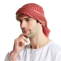 Arabische Männer Kopf Erwachsener Shemagh Keffiyeh Muslimische Saudi-taktische Wüste Square Wollschal Islam Kopfschmuck Schal Turban Eid Geschenk Y201007
