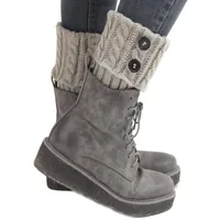 Meias Hosiery Women Winter Knitting Boot Cover Manter toppers de cores sólidas quentes