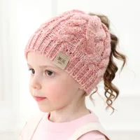 Girls Winter for Beanie Hat Letter Knit Kids Autumn Winter Warm Girls Hat Cute Ponytail Winter Beanies Cap for 1-8 Years Old Boy