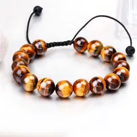 Beads Tiger Eye Beads Bracelet Bracelet à la main Corde tressée Perles de pierre naturelle Bracelets pour hommes et femmes Design personnalisé 1 J2