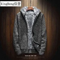 XingDeng Men Sweater Warm Affordable Thick Fashion Knitting Hoodies Men Sweatshirt Zip Male Hooded Fur Top Clothes W220221