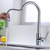 Faucet de cozinha de estoque dos EUA com chuveiro de rubor de pull-out livremente escalável