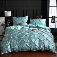 Сплошной цветной постельное белье Silk промытые постельные принадлежности роскошные одеяльные крышки двуспальная кровать покрывала 3 шт. Утешители