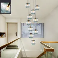 Лестница длинные подвесные светильники люстра Villa Hotel вращающаяся гостиная современный минималистский творческий волшебный бон молекула небольшая квартира