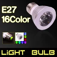 حار بيع E27 3W 85V-265V 16-Color التحكم عن بعد عكس الضوء LED الأضواء الجديدة وعالية الجودة LED الأضواء الإضاءة الداخلية