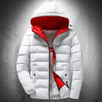 남성 겨울 자켓 파카 코트 화이트 복어 재킷 남자 야외 후드 재킷 지퍼 최대 슬림 맞는 두꺼운 코트 면화 플러스 크기 LJ201029