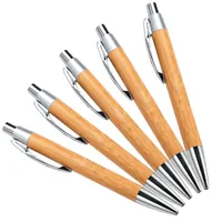 Wooden product company eco promo marketing engrave logo click natural bamboo ball pen ballpoint writing pen